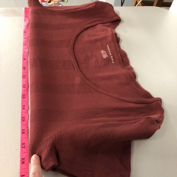 American Eagle Womens Crop Top Size XL Rusty Red Scoop Neck Short Sleeve - Picture 9 of 12